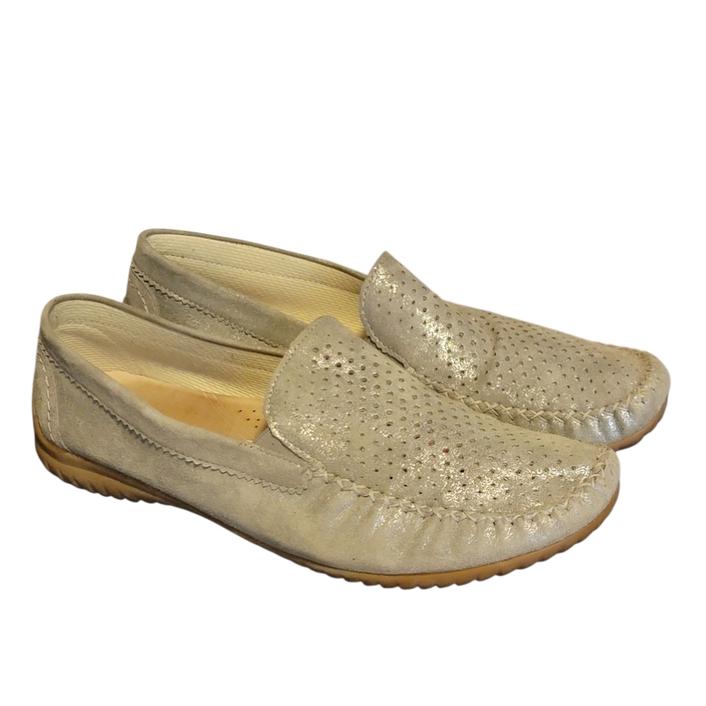 Gabor‎ Suede Silver Gray Leather Moccasin Shoes